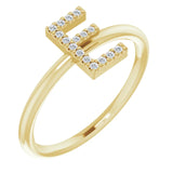 14K White .06 CTW Natural Diamond Initial Z Ring - Luvona