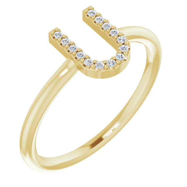 14K White .06 CTW Natural Diamond Initial Z Ring - Luvona