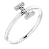 14K White .06 CTW Natural Diamond Initial Z Ring - Luvona