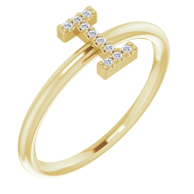 14K White .06 CTW Natural Diamond Initial Z Ring - Luvona