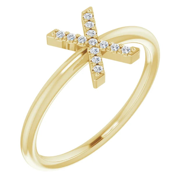 14K White .06 CTW Natural Diamond Initial Z Ring - Luvona