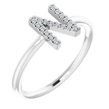 14K White .06 CTW Natural Diamond Initial Z Ring - Luvona