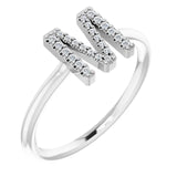 14K White .06 CTW Natural Diamond Initial Z Ring - Luvona