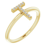 14K White .06 CTW Natural Diamond Initial Z Ring - Luvona