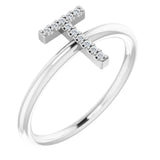 14K White .06 CTW Natural Diamond Initial Z Ring - Luvona