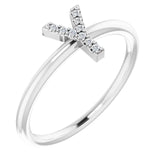 14K White .06 CTW Natural Diamond Initial Z Ring - Luvona