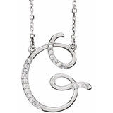 Natural Diamond Scripted Initial Necklace Large Style