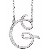 Natural Diamond Scripted Initial Necklace Large Style - Luvona