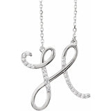 Natural Diamond Scripted Initial Necklace Large Style