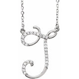 Natural Diamond Scripted Initial Necklace Large Style