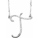 Natural Diamond Scripted Initial Necklace Large Style