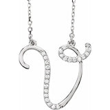 Natural Diamond Scripted Initial Necklace Large Style