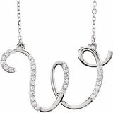 Natural Diamond Scripted Initial Necklace Large Style - Luvona