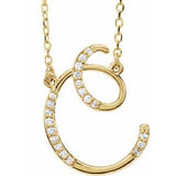 Natural Diamond Scripted Initial Necklace Large Style - Luvona