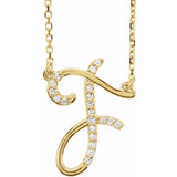 Natural Diamond Scripted Initial Necklace Large Style