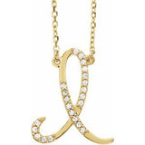 Natural Diamond Scripted Initial Necklace Large Style - Luvona