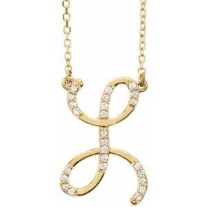 Natural Diamond Scripted Initial Necklace Large Style - Luvona