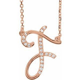 Natural Diamond Scripted Initial Necklace Large Style - Luvona