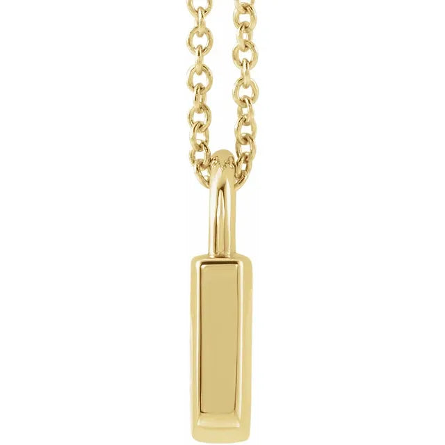 14K Yellow 12x8 mm Engravable Lock with Adustable 16-18" Necklace - Luvona