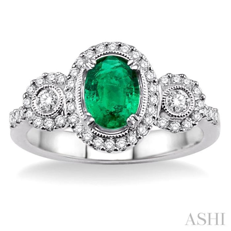 Oval Shape Gemstone & Diamond Ring