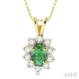 Oval Shape Gemstone & Diamond Pendant