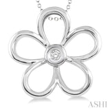 Silver Flower Shape Diamond Fashion Pendant