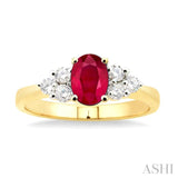 Oval Shape Gemstone & Diamond Ring