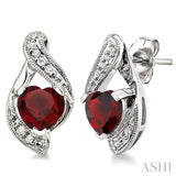 Heart Shape Gemstone & Diamond Earrings