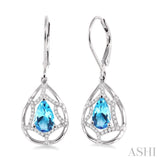 Pear Shape Gemstone & Diamond Earrings