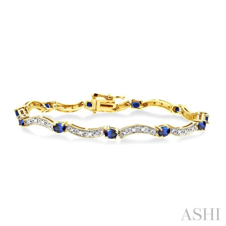 Oval Shape Gemstone & Diamond Bracelet