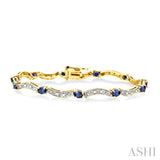 Oval Shape Gemstone & Diamond Bracelet