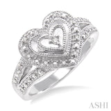 Silver Heart Shape Diamond Fashion Ring