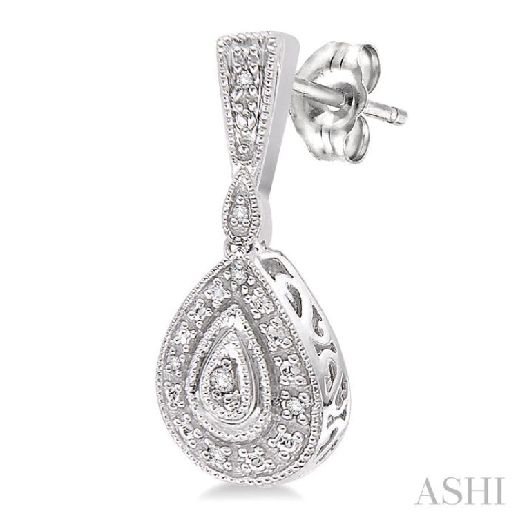 Silver Pear Shape Diamond Earrings