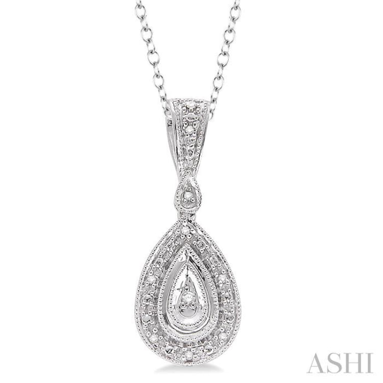 Silver Pear Shape Diamond Pendant