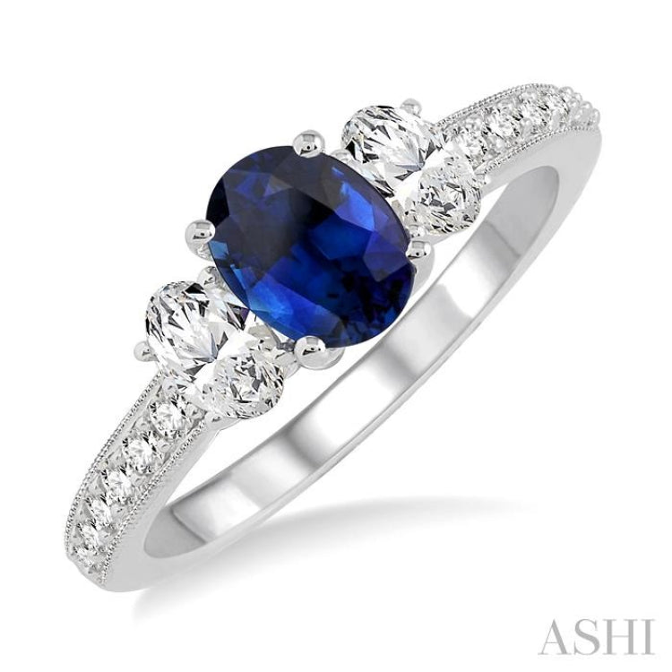 Oval Shape Gemstone & Diamond Ring