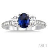 Oval Shape Gemstone & Diamond Ring