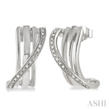 Silver Diamond Fashion Half Hoop Earrings