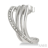 Silver Diamond Fashion Half Hoop Earrings