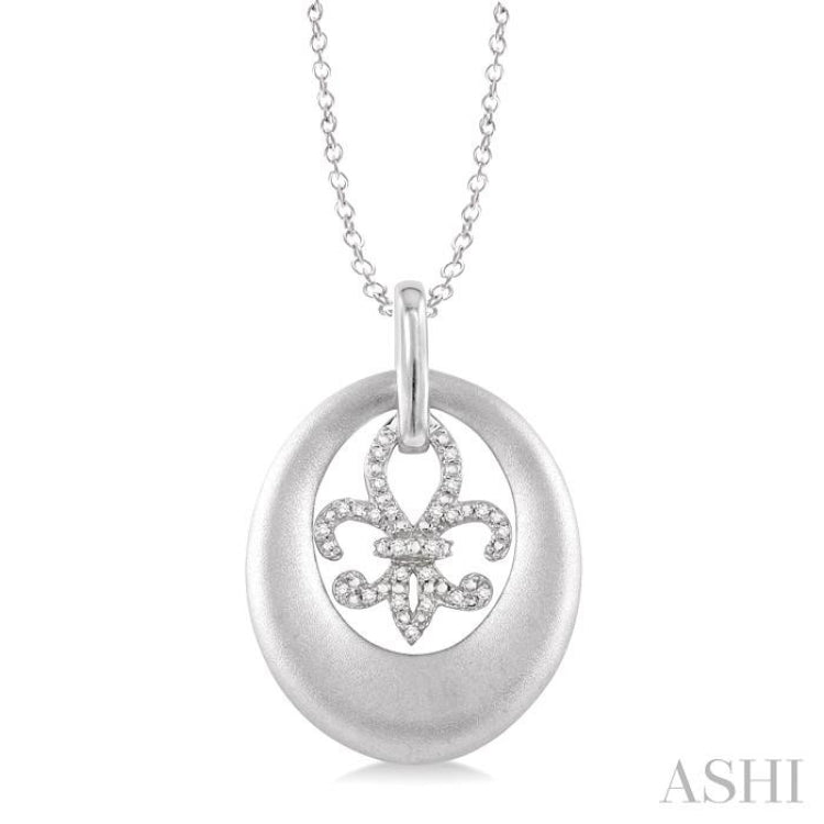 Silver Fleur De Lis Diamond Fashion Pendant