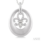 Silver Fleur De Lis Diamond Fashion Pendant