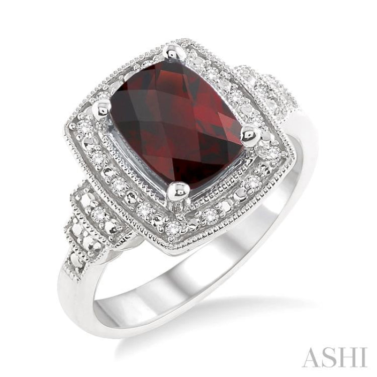 Silver Gemstone & Diamond Ring