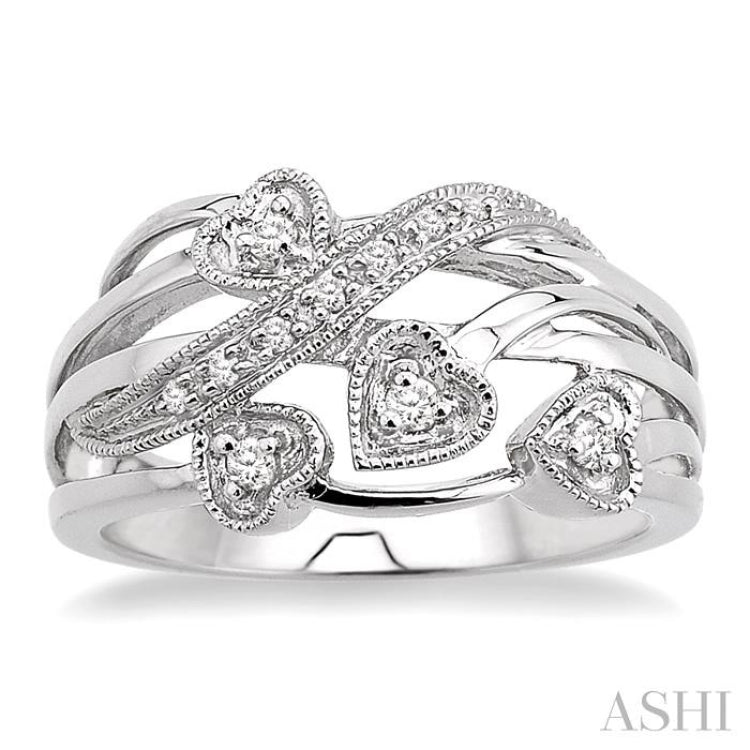 Silver Heart Shape Diamond Fashion Ring