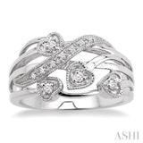 Silver Heart Shape Diamond Fashion Ring