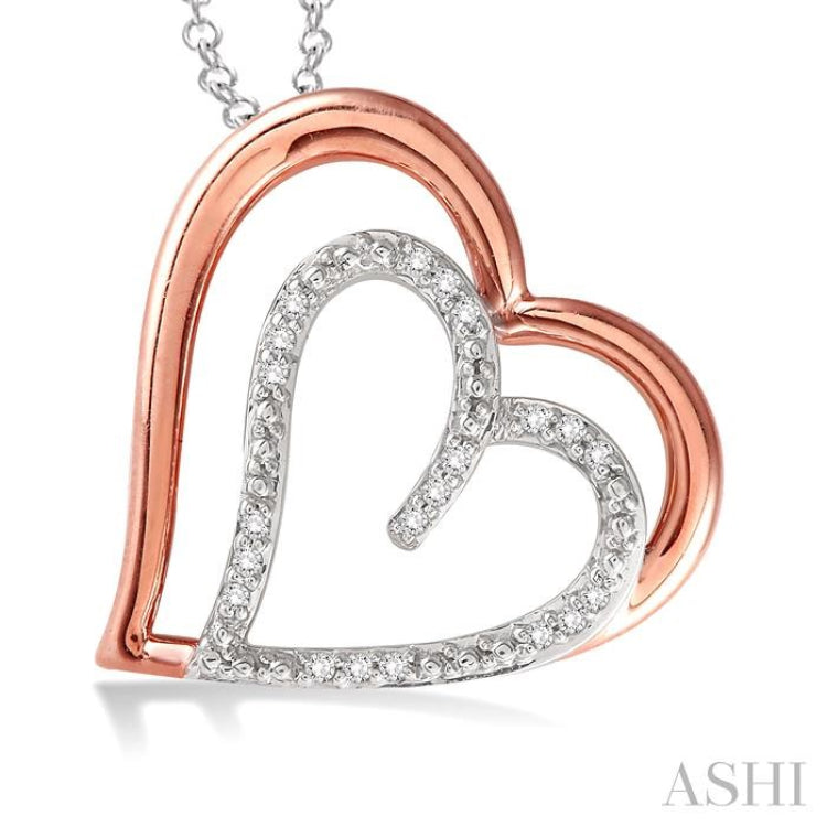 Silver Double Heart Shape Diamond Fashion Pendant