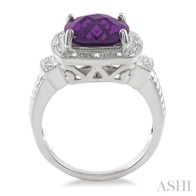 Silver Gemstone & Diamond Ring