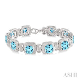 Silver Gemstone & Diamond Bracelet