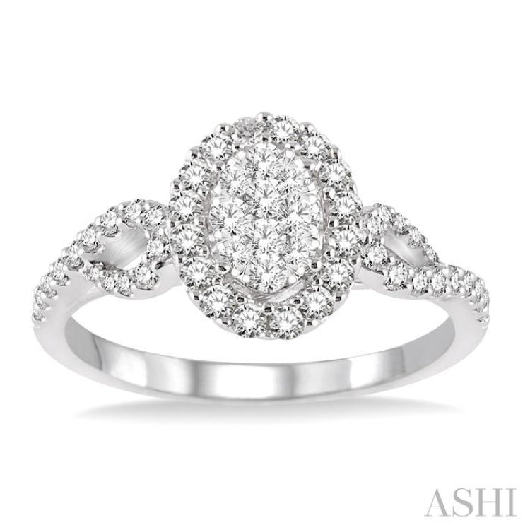 Oval Shape Lovebright Diamond Engagement Ring