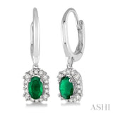 Oval Shape Gemstone & Diamond Earrings