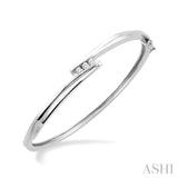 Silver 3 Stone Channel Set Diamond Fashion Bangle