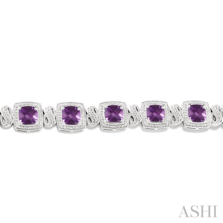 Silver Gemstone & Diamond Bracelet